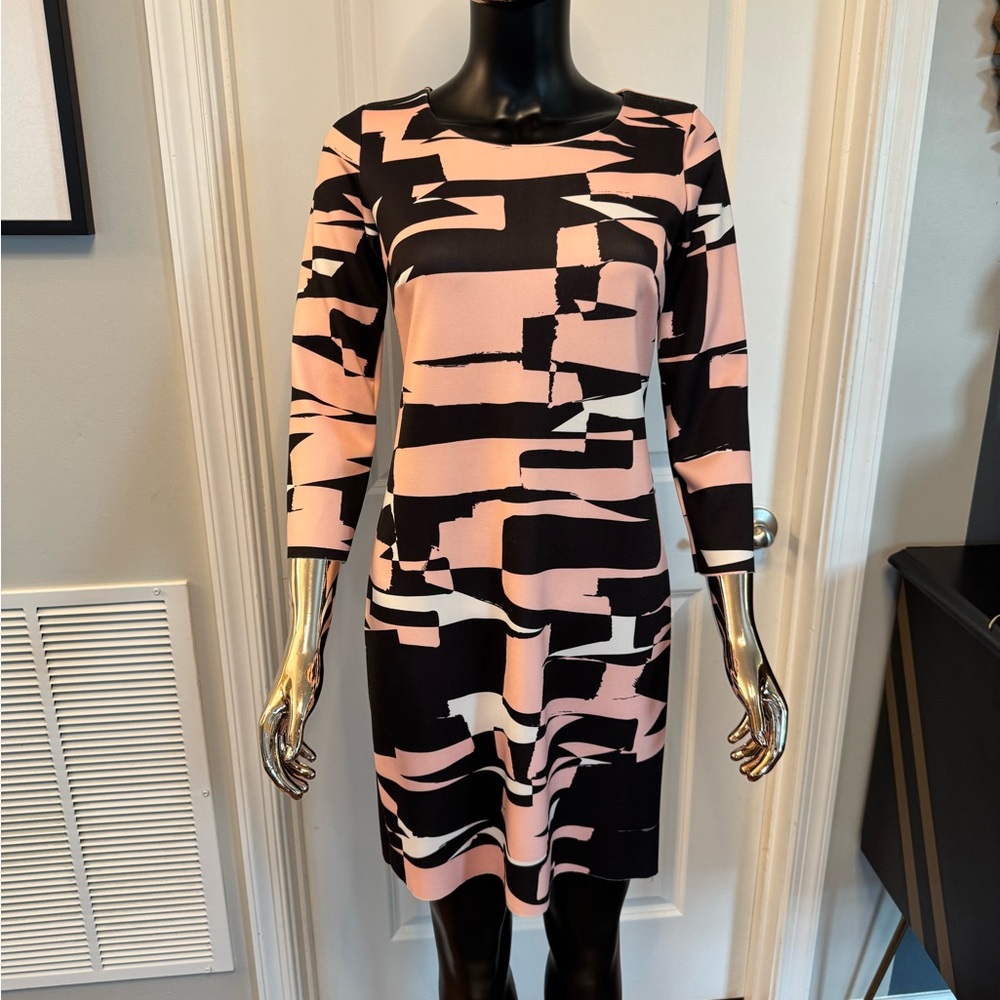 INC International Concepts Long Sleeve Black and Pink Dress